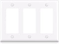 ELEGRP 3-Gang Decorative Wall Plates, Standard Size 4.53" H x 6.39" L Unbreakable Thermoplastic Faceplate Cover for Decorator Receptacle Outlet Switch, UL Listed (1 Pack, Glossy White)