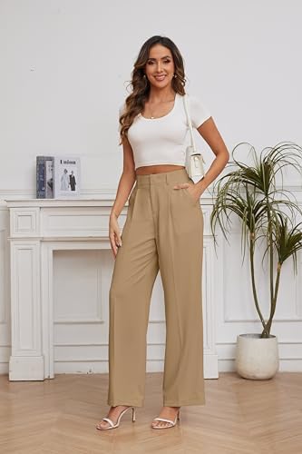 FUNYYZO Wide Leg Dress Pants for Women Work Slacks Business Casual Outfits