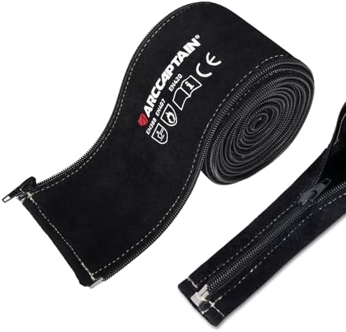 ARCCAPTAIN TIG Welding Torch Cable Cover Resistant Leather with Zipper 25FT