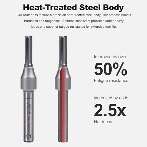 Straight Router Bits 1/4" Shank, 3/16" Cut Diameter, 5/8" Cut Length, Useful for Plunging Capabilities for Cutting Grooves, Dados, Mortising