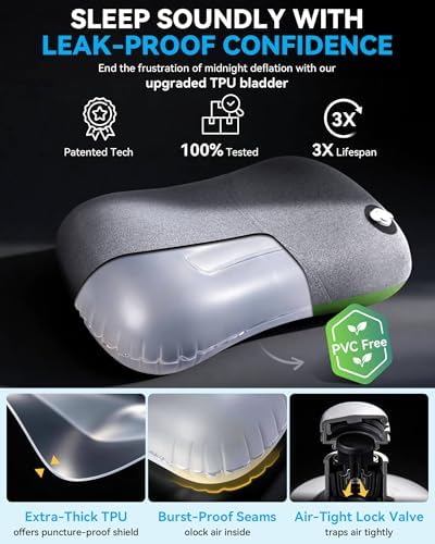 Hikenture Camping Pillow with Removable Cover, Ultralight Inflatable Pillow