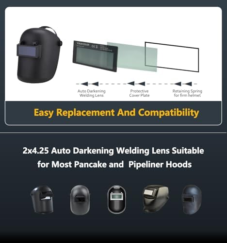 HD Shade 10 2x4 1/4 Auto Darkening Welding Lens,True Color Blue Welding Lens,HD and True Color Technology,Solar Charging,Fit Most Pancake and Pipeliner Welding Hoods,Auto Darkening Welding Lens 2x4.25
