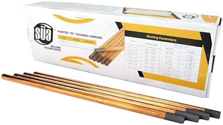 SÜA - DC Copper Coated Pointed Carbon Gouging Rod - 3/8" x 12" - (500 Rods)