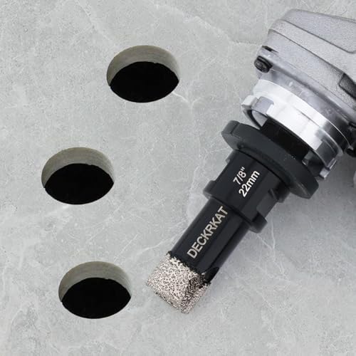 Diamond Core Drill Bit Vacuum Brazed 7/8" 22mm Diamond Hole Saw with Flutes for Granite Quartz Hard Porcelain Tile with 5/8-11 Female Thread & 3/8" Hex Shank Adapter Fit Angle Grinders & Drills