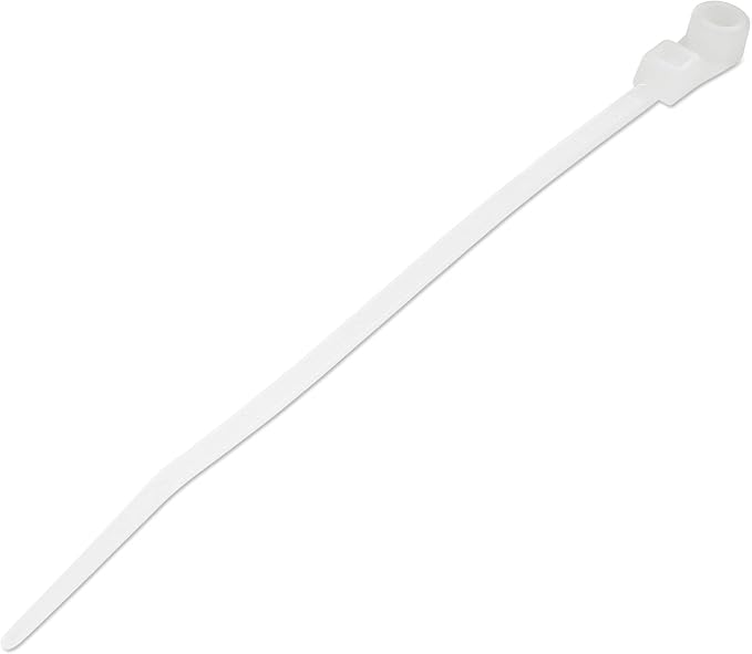 StarTech 4"(10cm) Cable Ties, 1/16"(2mm) Wide, TAA, 100 Pack (CBMZTS10N4) | 7/8"(24mm) Bundle Dia. 18lb(8kg) Tensile Strength, Nylon 66 Self Locking Ties with Screw Hole, With Mounting Hole