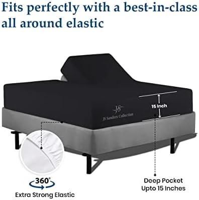 JS Sanders Collection Split Head Sheet Set King Size,Black