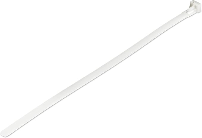 StarTech.com 10"(25cm) Reusable Cable Ties - 1/4"(7mm) Wide, 2-1/2"(65mm) Bundle Dia. 50lb(22kg) Tensile Strength, Releasable Nylon Ties, Indoor/Outdoor, 94V-2/UL Listed, 100 Pack - White, TAA