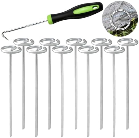 Bakulyor 50Pcs Circle Top Landscape Staples, 6 Inch Garden Stake 9 Gauge Galvanized Landscape Fabric Stakes, Heavy Duty Yard Ground Pins for Outdoor Gardening Weed Barrier Sod Fabric - Silver 6"