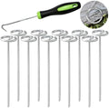 Bakulyor 50Pcs Circle Top Landscape Staples, 6 Inch Garden Stake 9 Gauge Galvanized Landscape Fabric Stakes, Heavy Duty Yard Ground Pins for Outdoor Gardening Weed Barrier Sod Fabric - Silver 6"