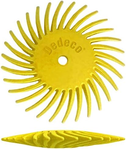 Dedeco Sunburst Radial Bristle Discs 48-Pack - 7/8" Curved Knife-Edge - Yellow 80 Grit (Coarse) - Aluminum Oxide for Polishing & Finishing