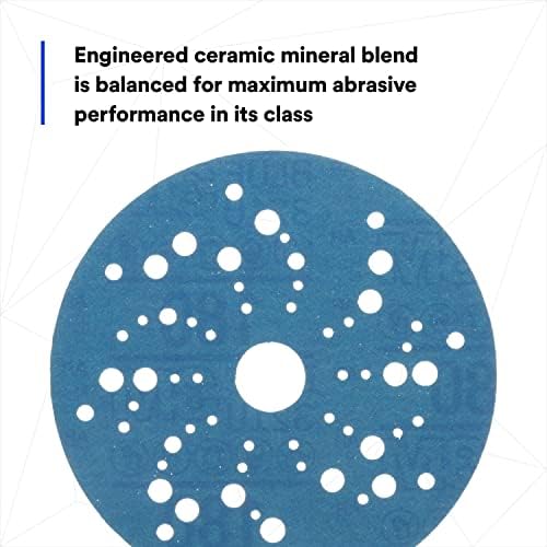 3M Hookit Blue Abrasive Disc, 321U, 36161, 5 in, 180+ Grade, Multi-Hole