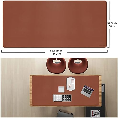 CENNBIE Leather Desk Mat,63" x 31.4" Desk Pad for Full Desk (Brown)