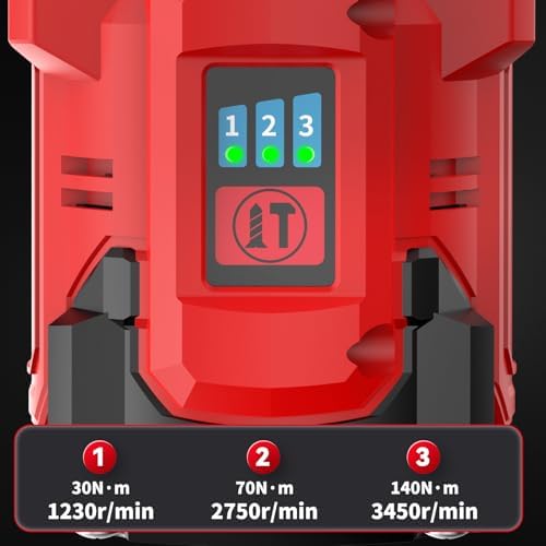 NAWIN Cordless Impact Driver Kit 16.8V Max Torque 140Nm（105ft-lbs）High Rotation Electric Impact Driver Brushless Motor Continuously Variable Rechargeable 1/4" impact driver 2.0Ah Batteries