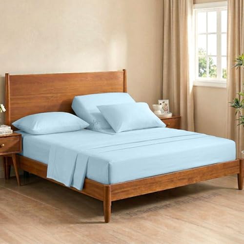 JS Sanders Collection Split Head Sheet Set 4PC Queen Size, Light Blue