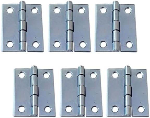 QCAA Narrow Butt Utility Hinge, Swaged, with Removable Loose Pin for Cabinet Door or Box Hinge, 2" x 1-1/2" x 1.4mm, Zinc Plated, 6 Pack, Made in Taiwan