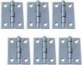 QCAA Narrow Butt Utility Hinge, Swaged, with Removable Loose Pin for Cabinet Door or Box Hinge, 2" x 1-1/2" x 1.4mm, Zinc Plated, 6 Pack, Made in Taiwan