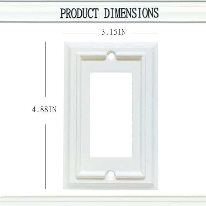 Wall Plates, Duplex Outlet Covers, Toggle Switch Plates, Decorator Light Switch Cover, Bamboo Fiber Material Wall Plate, Standard Size Wall Plates of various styles, White (1 Gang Decorator 4 Pack)