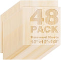 48 Pack Basswood Sheets 12"x12"x1/8", 3mm Basswood for Laser Cutting, Thin Plywood Board Unfinished Wood for Crafts, DIY Architectural Models Making, Wood Engraving, (48Packs-12inchx12inch)
