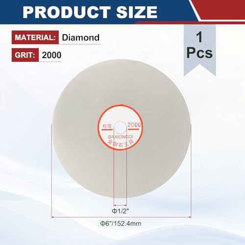 6 Inch x 1/2" Arbor Diamond Flat Lap Disc, 2000 Grit