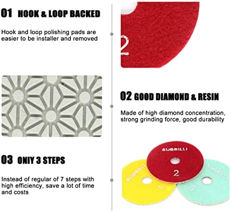 3 Step Diamond Polishing Pads 4 inch Granite Marble Polishing Kit