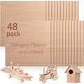 48 Pcs Mahogany Plywood Sheets,12 x 12 x 1/8 Inch - 3mm Thick Mahogany Unfinished Wood for Crafts Laser Cutting & Engraving, School DIY Projects, Painting, Fretwork, CNC Cutting, Wood Burning
