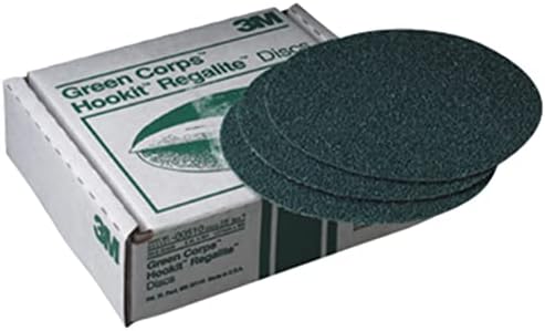 3M Green Corps Hookit Sanding Discs, 00524, No Hole, 8 in, 40+ Grade