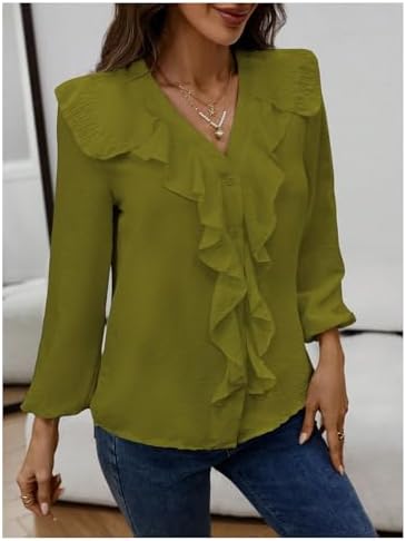 GORGLITTER Women's Ruffled Top Blouses Dressy Business Casual Outfits