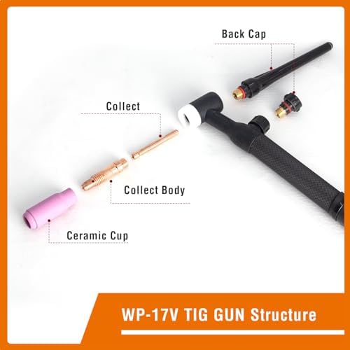 FEMEROL TIG Welding Gun,150A WP17V Argon TIG Torch with Red Air hose, Air Cooled Lift TIG Gun 35-50mm² Plug Connector