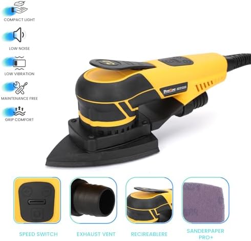 350W 3A Electric Delta Random Orbital Sander Mouse Sander with Pluggable Wire, Sanders for Woodworking, Primary Wood and Panel Processing,3MM