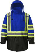 Reflective Rain jackets for men waterproof,Hi Vis Safety Coat With Reflective Strips，High Visibility Class 3 Rain jackets With 2 large pockets，Zipper,Blue,2XL/3XL