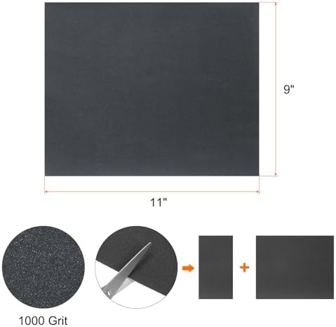 HARFINGTON 30pcs Sandpaper 1000 Grit 9 x 11 Inch Waterproof Backing Silicon Carbide Abrasive Wet Dry Sanding Sheets for Wood Finishing, Metal Sanding, Automotive Polishing