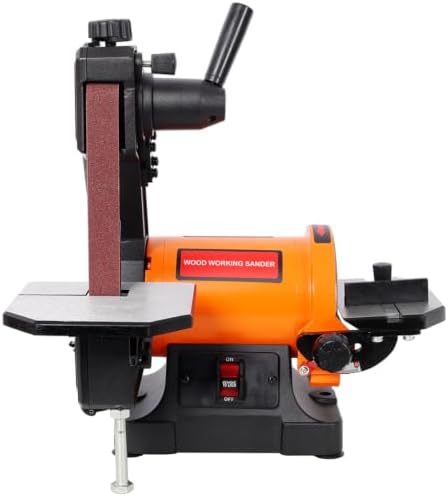 1 x 30 Inch Belt Disc Sander Combo, Benchtop Belt Sander with 5 Inch Disc, 0-45° Adjustable Cast Aluminum Worktables, Quick Belt Change, Dual Dust Ports & Miter Gauge for Woodworking