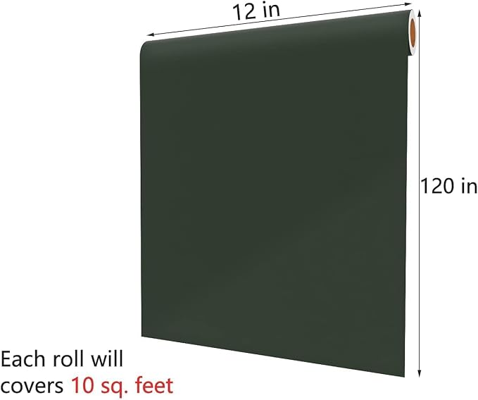 Green Wallpaper Dark Green Peel and Stick Contact Paper for Cabinets SolidGreen Vinyl Wallpaper for Walls Removable Solid Color Wall Covering Self Adhesive 12"x120" DarkGreen Contact Paper