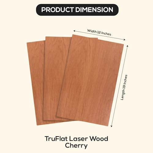 TruFlat Plywood Laser Wood Sheets, 12 x 19 x 1/8 in, Cherry, Case of 24