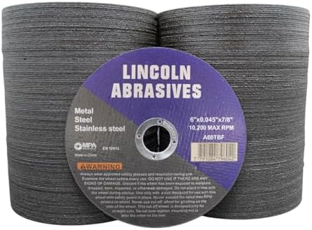 400 Pack 6" Cut-Off Wheels Lincoln Abrasives .045" Metal & Stainless Steel