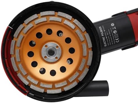 7Inch Concrete Grinder, 110V 1580W High-Efficiency Handheld Angle Grinder with Dust Shroud & Diamond Grinding Wheel, 6 Speed Adjustable - 3000RPM Max. (Black)