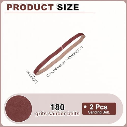 HARFINGTON 2 x 72 Inch Sanding Belts, 2 Pcs 180 Grits Aluminum Oxide