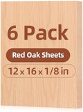 Rowood 6 Pack Oak Plywood Sheets 1/8,12x16x1/8inch,3mm Thin Unfinished Craft Wood for Laser Cutting Blanks,DIY Adult Project Kits for DIY Ornaments,Architectural Model