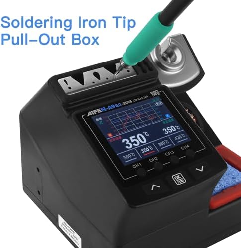 A9ED Soldering Station Full-Color Display Curve Mode Rapid Heating 212°F-842°F Solder Station Soldering Iron with C210 Handle and 3 Soldering Tips