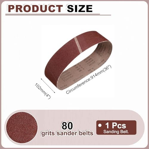 HARFINGTON 4 x 36 Inch Sanding Belts, 80 Grits Aluminum Oxide