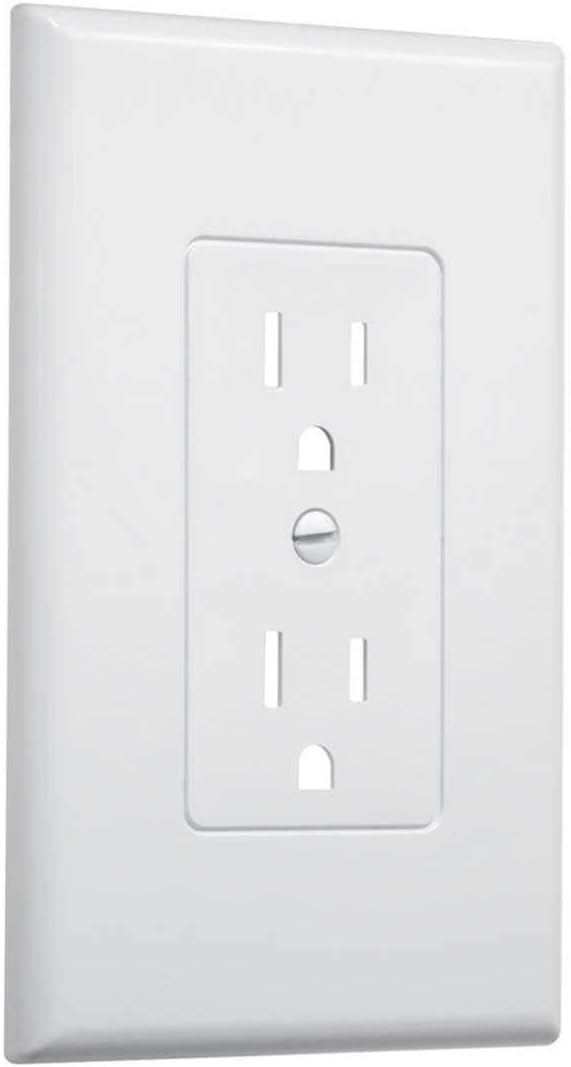 TayMac MW2500W Single-Gang Wallplate Non-Metallic Decorator Cover One Grounded Duplex, White Smooth(Pack of 5)
