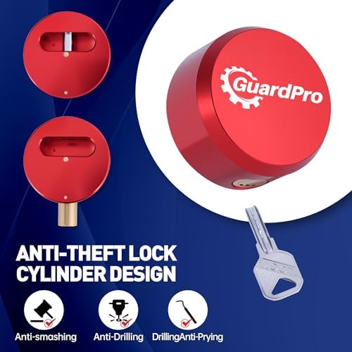 Trailer Lock Fits 2 5/16 Inch Couplers, Secures Safety Chains Anti-Theft Ball Hitch Lock, Pry Resistant Heavy Duty Trailer Hitch Locks for RV, Cargo, Camper, Dump Trailer (Red)