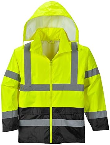 Portwest UH443 Classic Waterproof Rain Jacket in Reflective Contrast Hivis ANSI, 4XL
