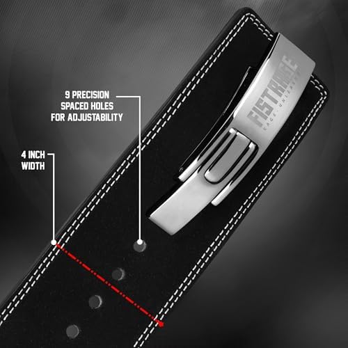 FISTRAGE Lever Buckle Weight Lifting Leather Black Belt Gym Back Support for Men & Women Training Fitness Exercise for Tough Workouts | Power Lifters | Supports Lumber Lower Back