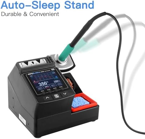 A9ED Soldering Station Full-Color Display Curve Mode Rapid Heating 212°F-842°F Solder Station Soldering Iron with C210 Handle and 3 Soldering Tips