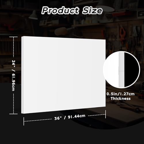 HDPE Sheet 1/2" Thick - 24"x36" HDPE Plastic Sheet, White Plastic Sheet for Crafts, DIY Projects, and Industrial Use