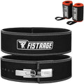 FISTRAGE Lever Buckle Weight Lifting Leather Black Belt Gym Back Support for Men & Women Training Fitness Exercise for Tough Workouts | Power Lifters | Supports Lumber Lower Back