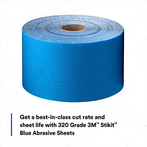 3M Stikit Blue Abrasive Sheet Roll, 36225, 320+ Grade, 2-3/4 in x 45 yd