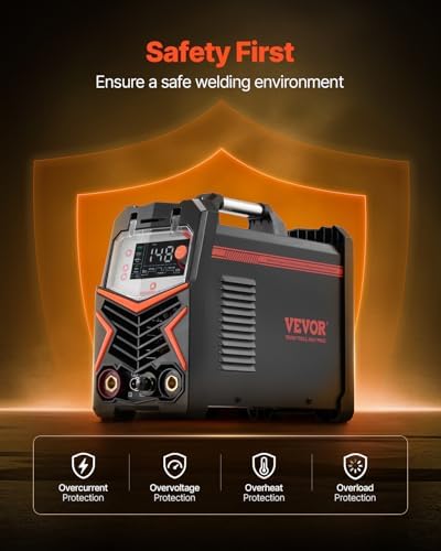 VEVOR TIG Welder, 205A 3-In-1 Welding Machine (Large LED Display)- DC TIG/DC Pulse TIG/MMA(Stick), 110&220V Dual Voltage Electric Welder with IGBT Inverter High-Frequency Start