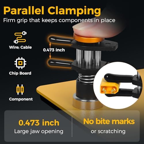 Helping Hands Clamp Metal, Adjustable Third Hand Soldering Holder Stand For Electronics, Hobby DIY, Craft, Jewelry, PCB Repair Solder Aid Station (Yellowblack, small)
